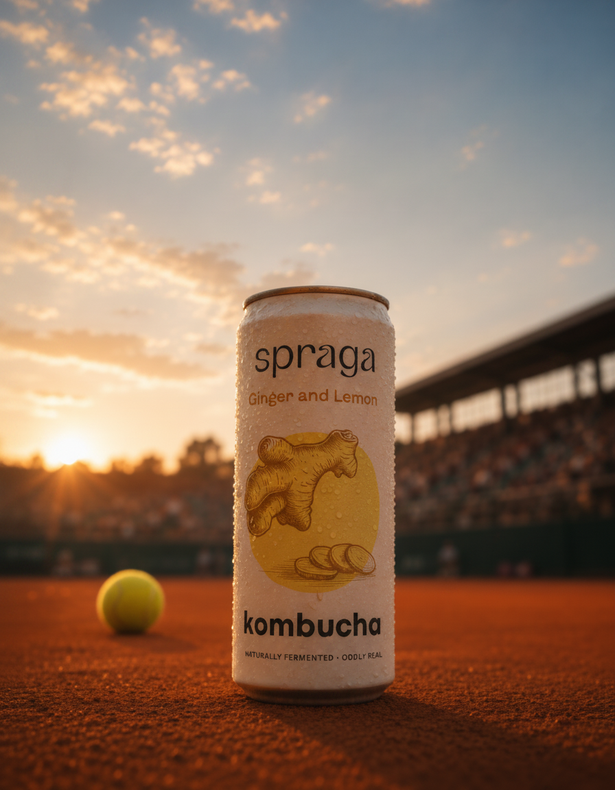 Lata de Spraga ao pôr-do-sol num court de ténis do Estoril Open